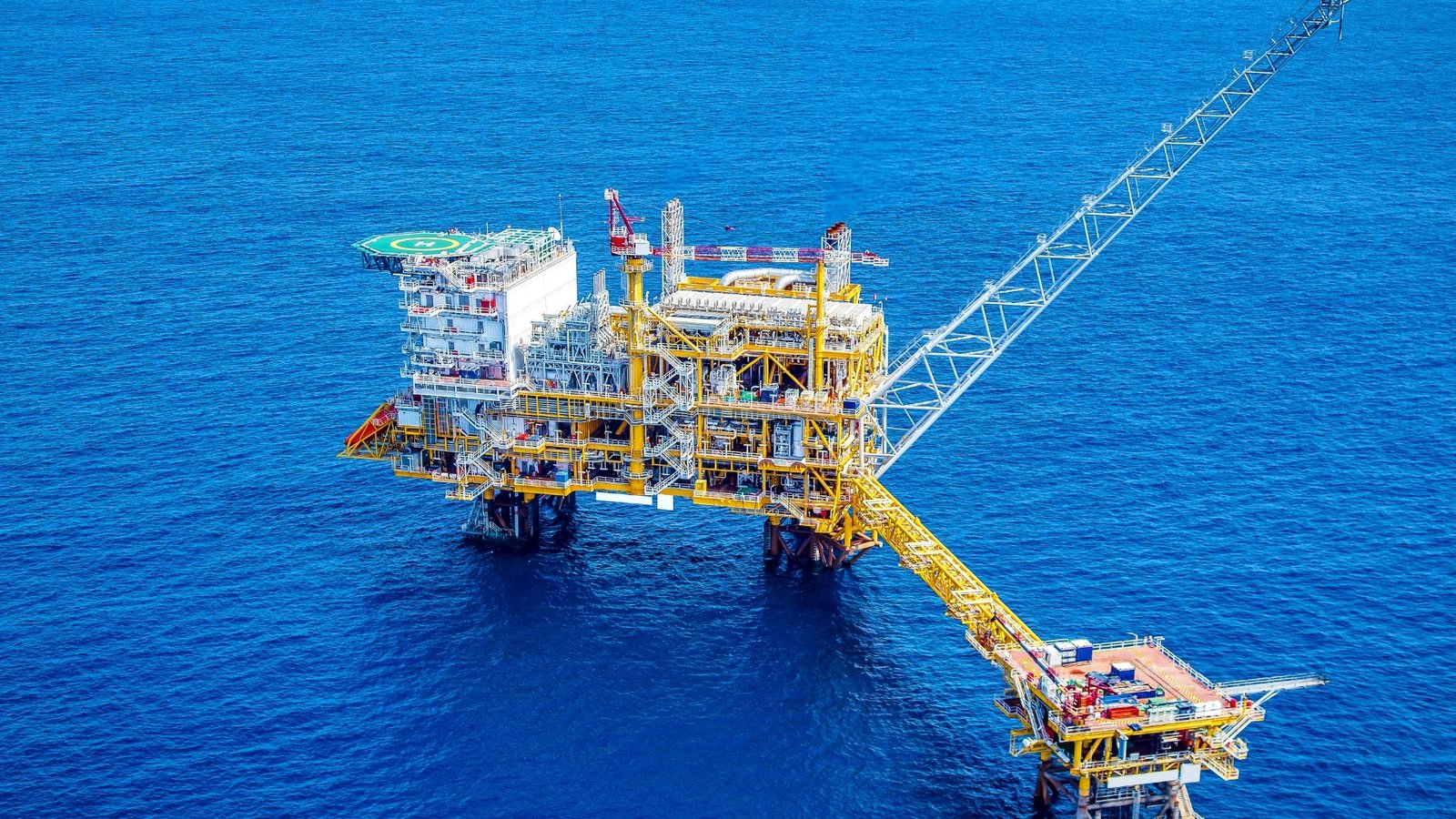 An offshore oil production platform at sea