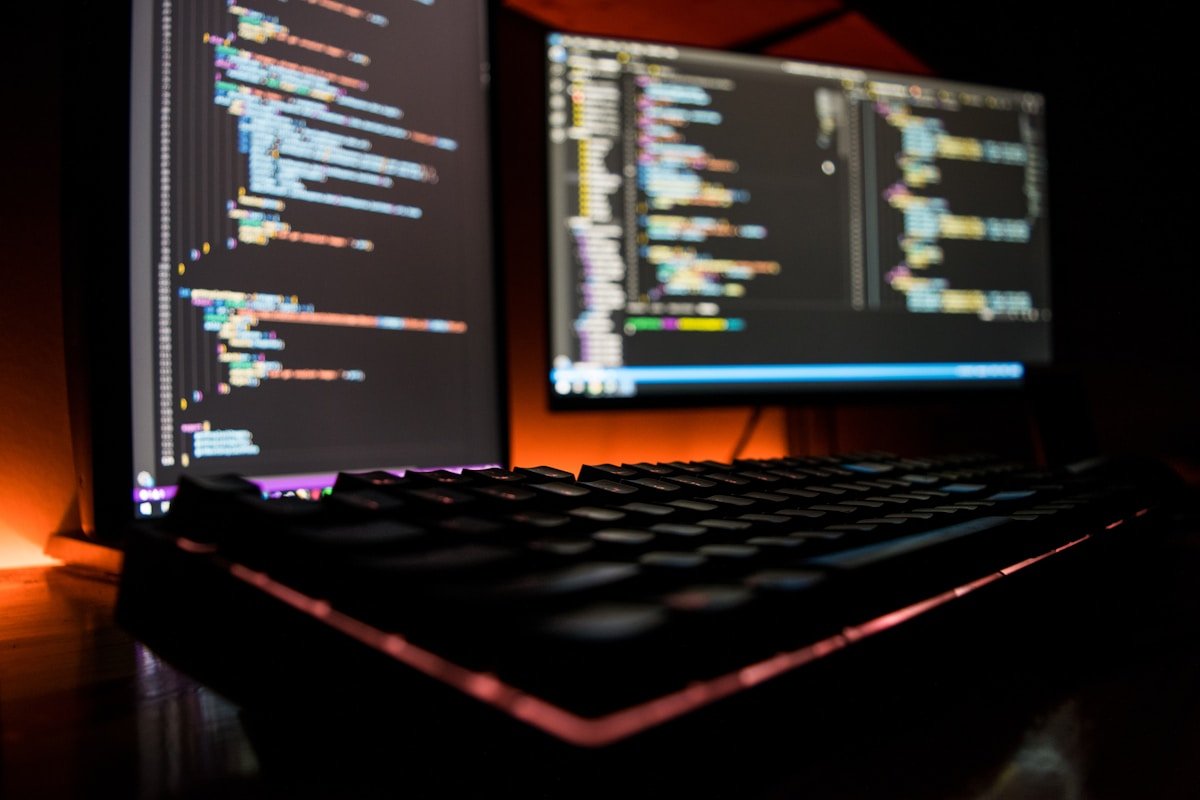 Code on screen, energy tech