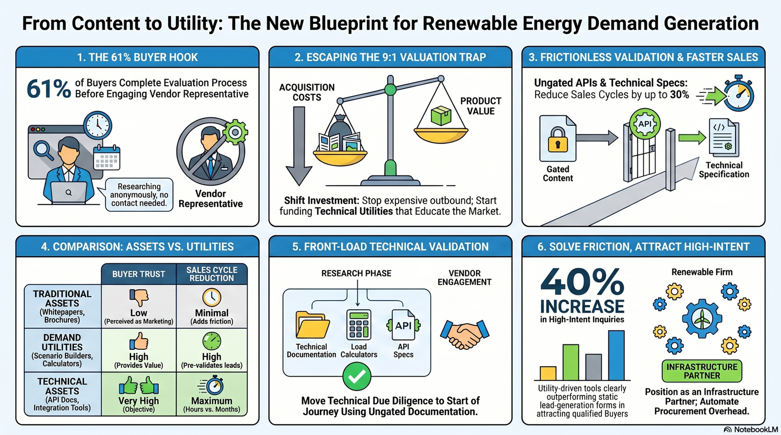 Comparison table of renewable energy marketing assets versus demand generation utilities.