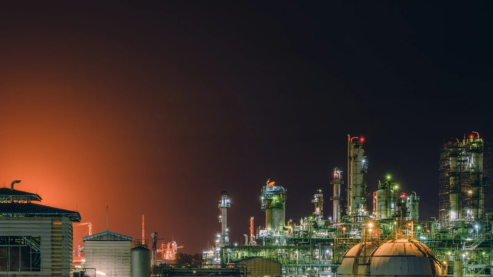 Behind the meter gas power generation complex at dusk